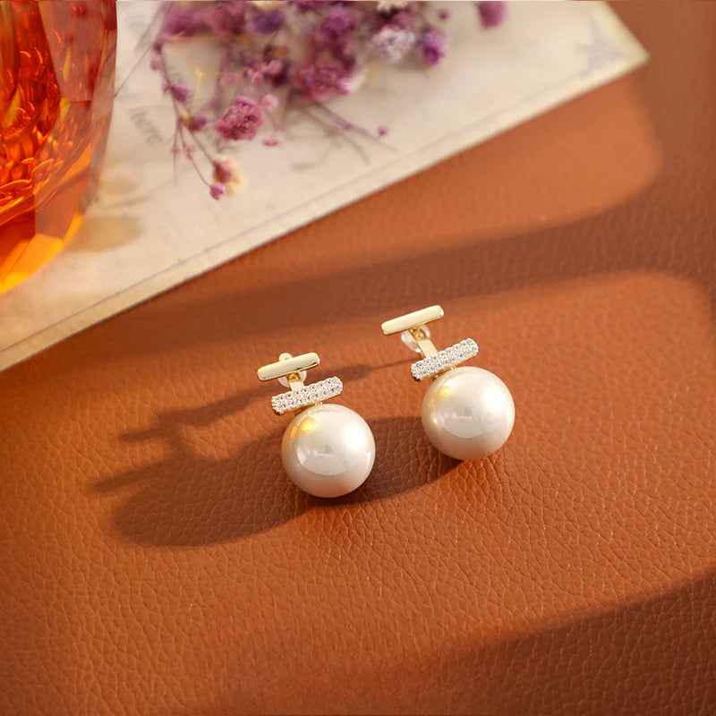 S925 Sterling Silver French Retro Convertible Pearl Earrings – Copper Electroplated Real Gold Studs, Elegant and Versatile Accessories.