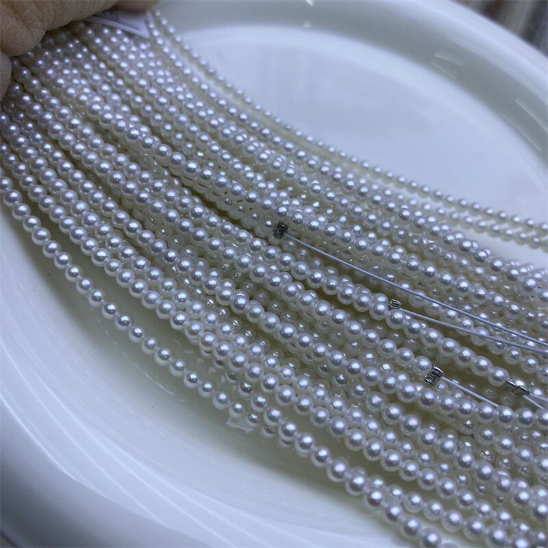 3-3.5 MM white bright near perfect round pearl natural freshwater pearl necklace loose beads handmade beads DIY accessories