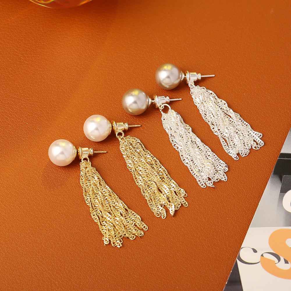 Pearl Chain Tassel Earrings   Vintage High-End Niche Temperament Earrings   Delicate and Elegant Earrings