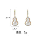 Gourd-shaped Pearl Earrings with Copper Plated Real Gold and Zircon Inlay: Light Luxury, High-End, Unique Design, Stylish and Elegant Earrings.