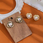 Fashionable and Delicate Earrings S925 Sterling Silver Needles with Micro-Inlaid Zirconia, Wrapped with Pearls High-End, Exquisite and Versatile Earrings, Trendy Style