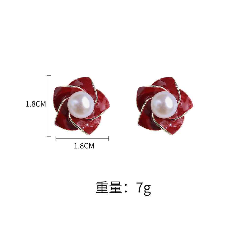 Natural Freshwater Pearl Mother - of - Pearl Stud Earrings with S925 Sterling Silver Posts: Light Luxury, Stylish, High - End, INS Style, Elegant Earrings.