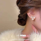 S925 Sterling Silver Triangular Pearl Stud Earrings for Women. Versatile, Light - Luxury Style. 2024 Korean - style Light - Luxury Earrings with a Sense of Elegance and High - end Aesthetic.