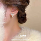S925 Sterling Silver Triangular Pearl Stud Earrings for Women. Versatile, Light - Luxury Style. 2024 Korean - style Light - Luxury Earrings with a Sense of Elegance and High - end Aesthetic.