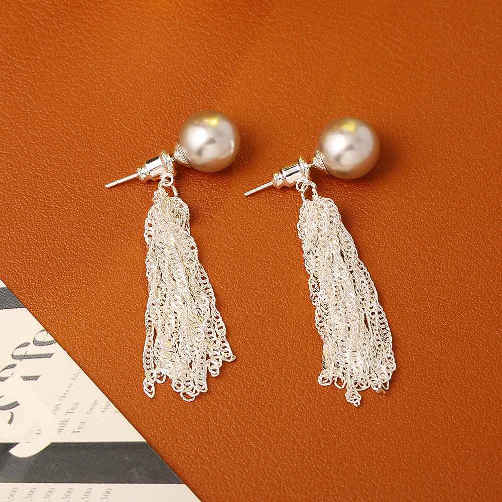 Pearl Chain Tassel Earrings   Vintage High-End Niche Temperament Earrings   Delicate and Elegant Earrings