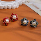 Natural Freshwater Pearl Mother - of - Pearl Stud Earrings with S925 Sterling Silver Posts: Light Luxury, Stylish, High - End, INS Style, Elegant Earrings.