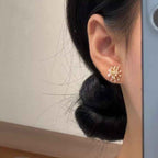 Copper Alloy Commuter Stud Earrings for Women – New Long Pearl Popcorn Smoke Drop Earrings, High-End Light Luxury Style with S925 Sterling Silver Posts.