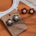 Natural Freshwater Pearl Mother - of - Pearl Stud Earrings with S925 Sterling Silver Posts: Light Luxury, Stylish, High - End, INS Style, Elegant Earrings.