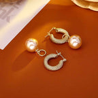 New French - style Champagne Pearl Earrings. Retro and High - end Hong Kong - style Earrings for Women. Trendy Drop Earrings with Light - Luxury Ear Clasps.