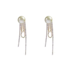 Dopamine - inspired Mabe Pearl and Cubic Zirconia Tassel Earrings: Stylish, Sophisticated, Exuding Elegance. Delicate and Fresh - looking Ear Ornaments