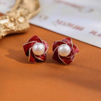 Natural Freshwater Pearl Mother - of - Pearl Stud Earrings with S925 Sterling Silver Posts: Light Luxury, Stylish, High - End, INS Style, Elegant Earrings.