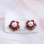 Natural Freshwater Pearl Mother - of - Pearl Stud Earrings with S925 Sterling Silver Posts: Light Luxury, Stylish, High - End, INS Style, Elegant Earrings.