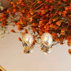 S925 Sterling Silver French Retro Convertible Pearl Earrings – Copper Electroplated Real Gold Studs, Elegant and Versatile Accessories.