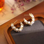 S925 Sterling Silver French Retro Convertible Pearl Earrings – Copper Electroplated Real Gold Studs, Elegant and Versatile Accessories.