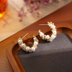 S925 Sterling Silver French Retro Convertible Pearl Earrings – Copper Electroplated Real Gold Studs, Elegant and Versatile Accessories.