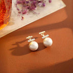 S925 Sterling Silver French Retro Convertible Pearl Earrings – Copper Electroplated Real Gold Studs, Elegant and Versatile Accessories.