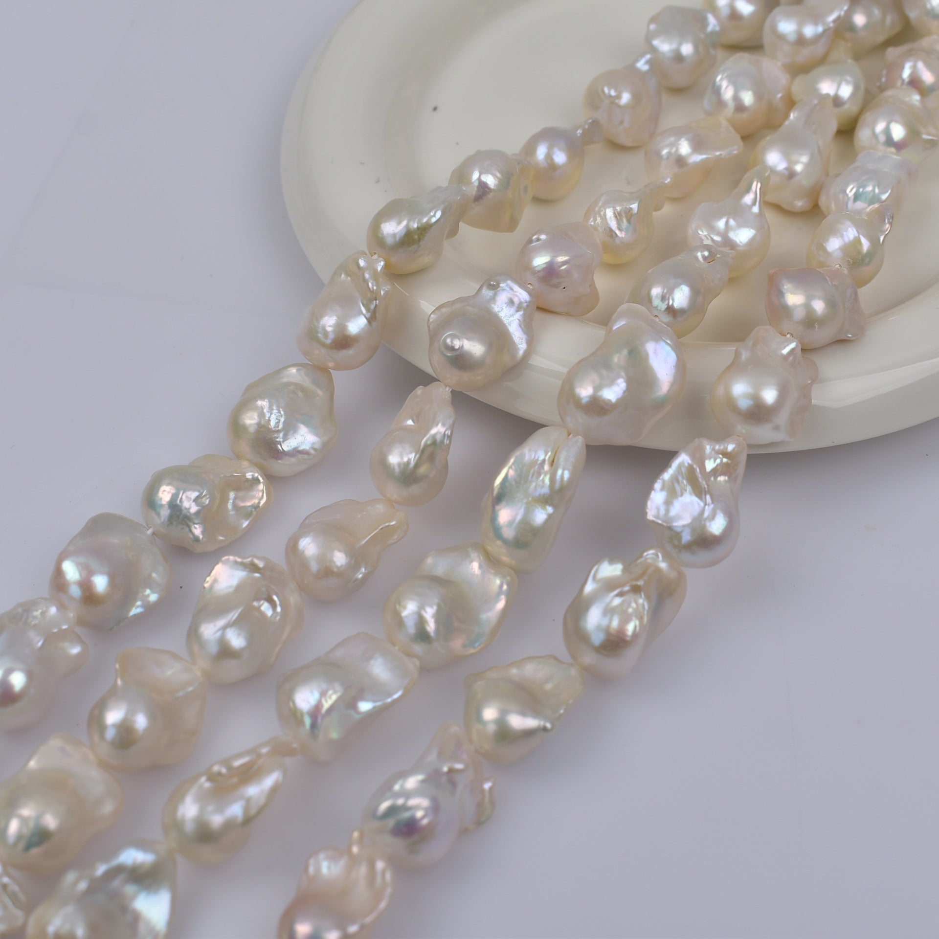 New product Big Baroque special-shaped mermaid pearl white gold purple natural freshwater pearl DIY necklace work in progress