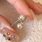 [Special Offer Products] New Medieval Twist Pearl Opening Ring Women's Retro Light Luxury Fashion Ring High Sense Versatile Ring Women