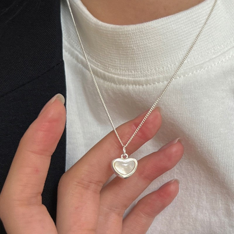 [Special Offer Products] Niche Simple Style Plain Silver Pearl Sapphire Necklace Women's ins Versatile Collarbone Chain Premium Jewelry
