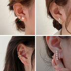 [Special Offer Products] Light Luxury Pearl Double Layer Earrings Combination Silver Needle Premium Sense Diamond-set Earclips Niche Stud Earrings Temperament Women's Simple Earrings
