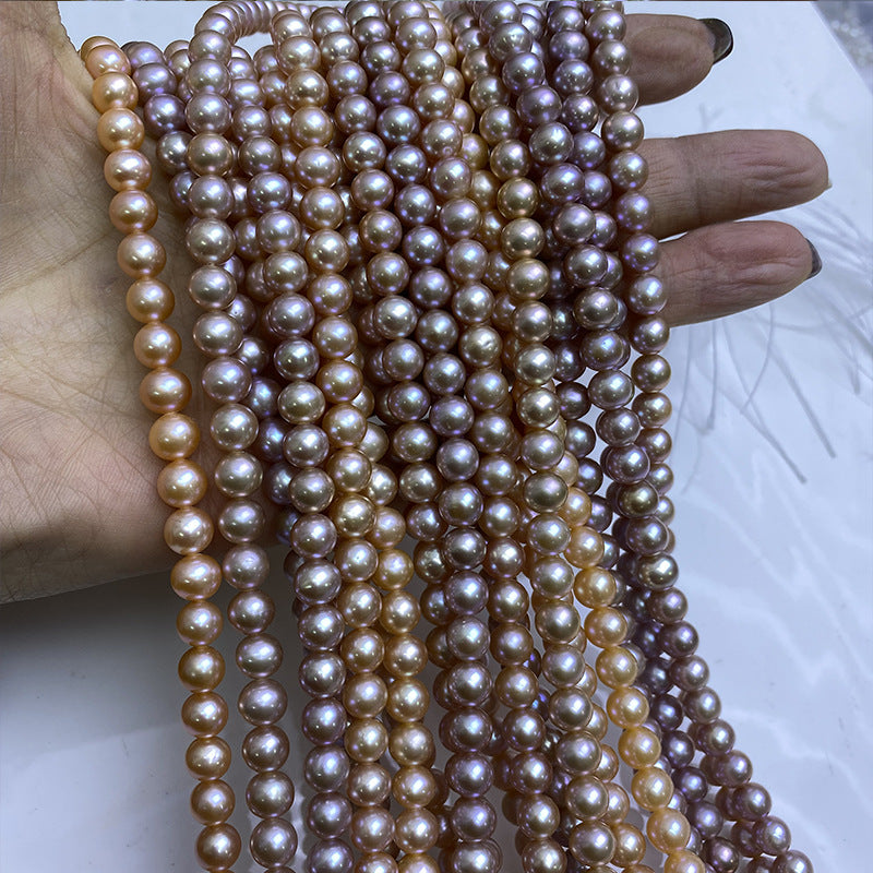 Freshwater near round pearl 6-6.5 mm seedless pearl purple loose bead DIY accessories necklace work in progress wholesale