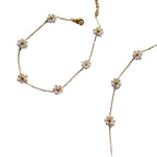 Summer pearl flower necklace fashion titanium steel necklace waist chain anklet set gold-plated titanium steel