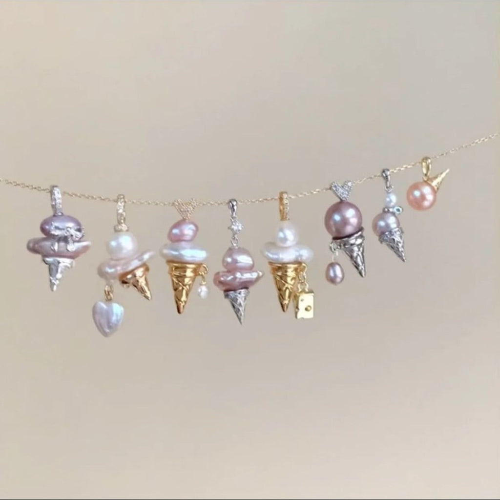 European and American new pearl ice cream necklace niche dly pendant necklace collarbone chain electroplated 18k gold