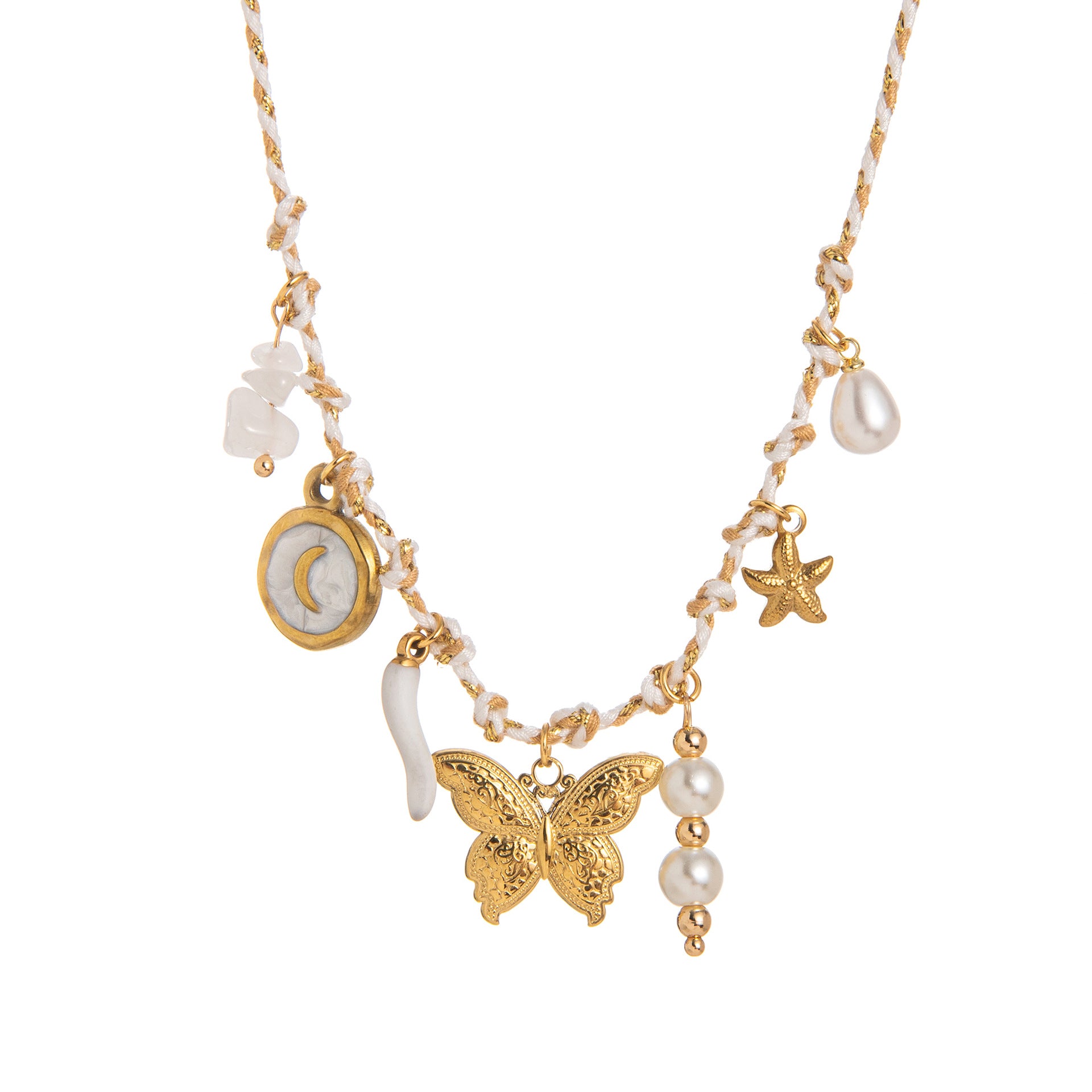 New summer shell starfish butterfly turtle pepper elephant pearl necklace DIY multi-pendant colored rope