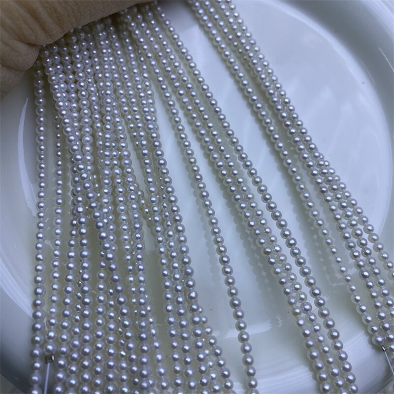 3-3.5 MM white bright near perfect round pearl natural freshwater pearl necklace loose beads handmade beads DIY accessories