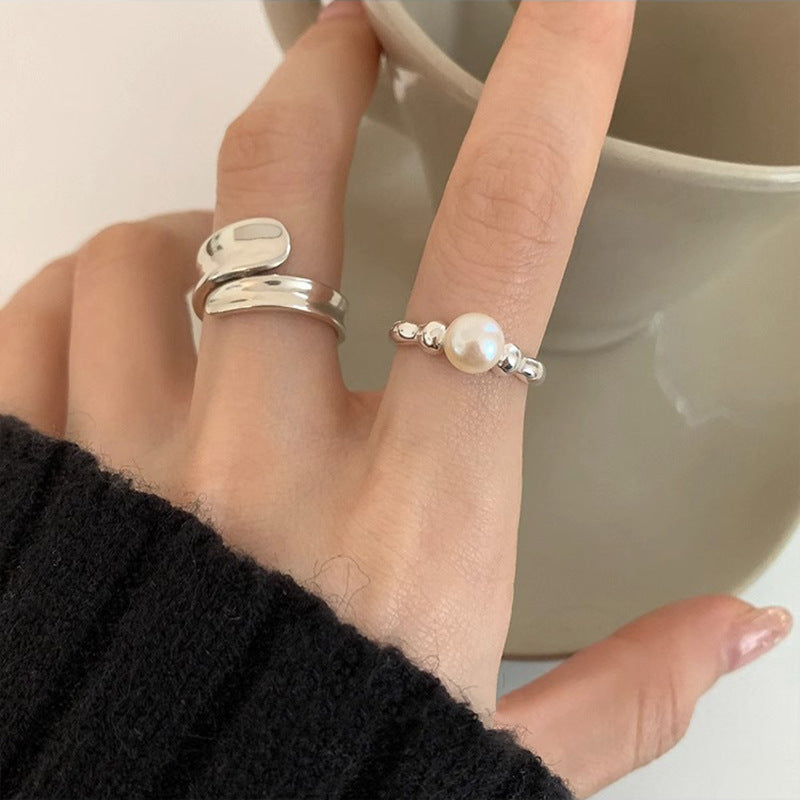 [Special Offer Products] Niche Design Pearl Ring Women's New ins Stylish, Simple and Versatile Cold Wind Index Finger Ring Adjustable