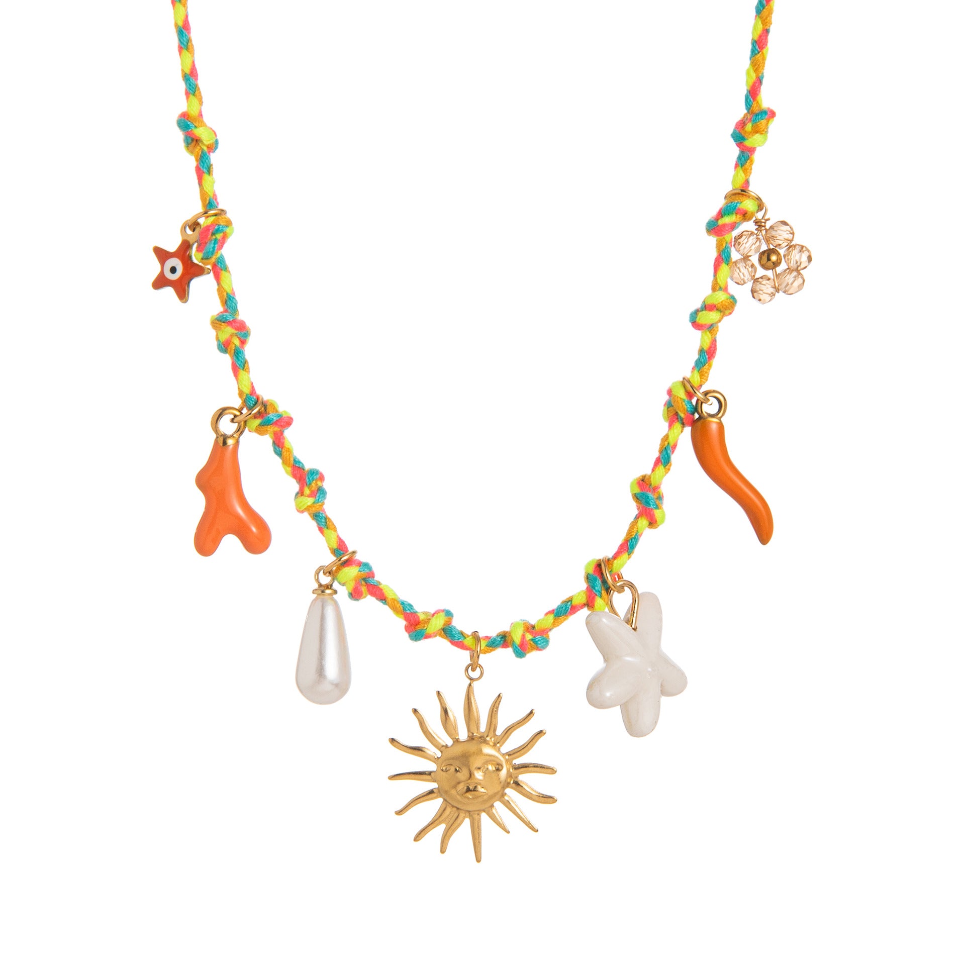 New summer shell starfish butterfly turtle pepper elephant pearl necklace DIY multi-pendant colored rope