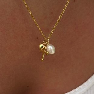 Summer Beach Series Small Fish Pearl Pendant Necklace Earrings Ocean Natural Pearl Baroque Collarbone Chain