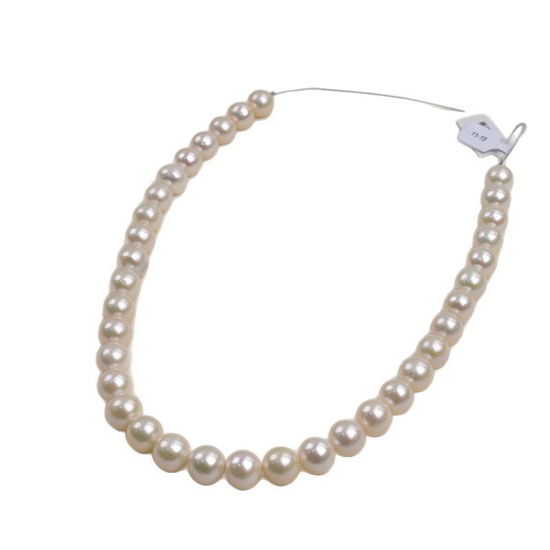 Freshwater Edison pearl necklace 11-13mm near-round strong light and flaws, high-end pearl necklace extra large work in progress