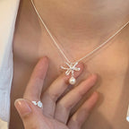 [Special Offer Products] Niche Simple Pearl Bow Series 925 Sterling Silver Gentle Necklace Female Sweet Small Fresh Temperament Clavicle Chain