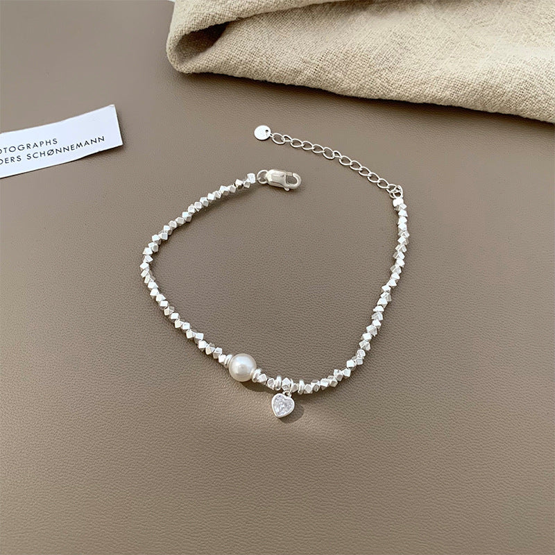 [Special Offer Products] Summer New Love Zircon Crushed Silver Pearl Bracelet Women's ins Heavy Industry Versatile Premium Jewelry