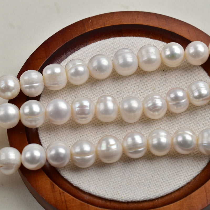 Big White Beads 9-11-13 mm Natural Freshwater Near Round Pearl Necklace work in progress Pearl Jewelry Accessories DIY Loose Beads