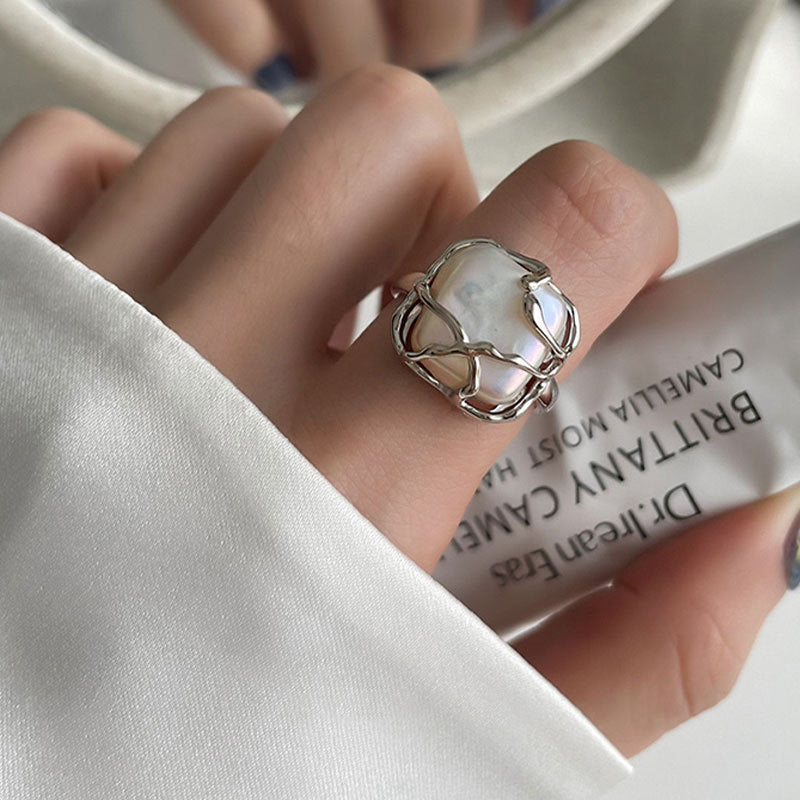 [Special Offer Products] 925 Sterling Silver Index Finger Ring Women's ins Wind Pearl Cold Wind Fashion High Design Light Luxury Versatile Ring