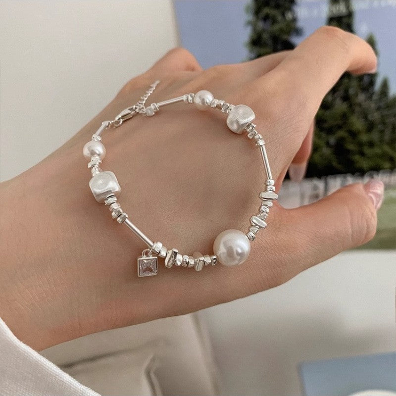 [Special Offer Products] Natural Irregular Pearl S925 Sterling Silver Bracelet Women's Beaded Crushed Silver Cold Wind Niche Temperament Versatile Jewelry