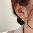 [Special Offer Products] Light Luxury Pearl Double Layer Earrings Combination Silver Needle Premium Sense Diamond-set Earclips Niche Stud Earrings Temperament Women's Simple Earrings