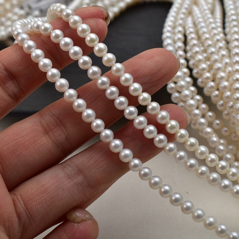4-5Mm natural freshwater nearly round pearl necklace work in progress handmade DIY loose beads beaded jewelry accessories small pearls