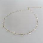 Summer pearl flower necklace fashion titanium steel necklace waist chain anklet set gold-plated titanium steel
