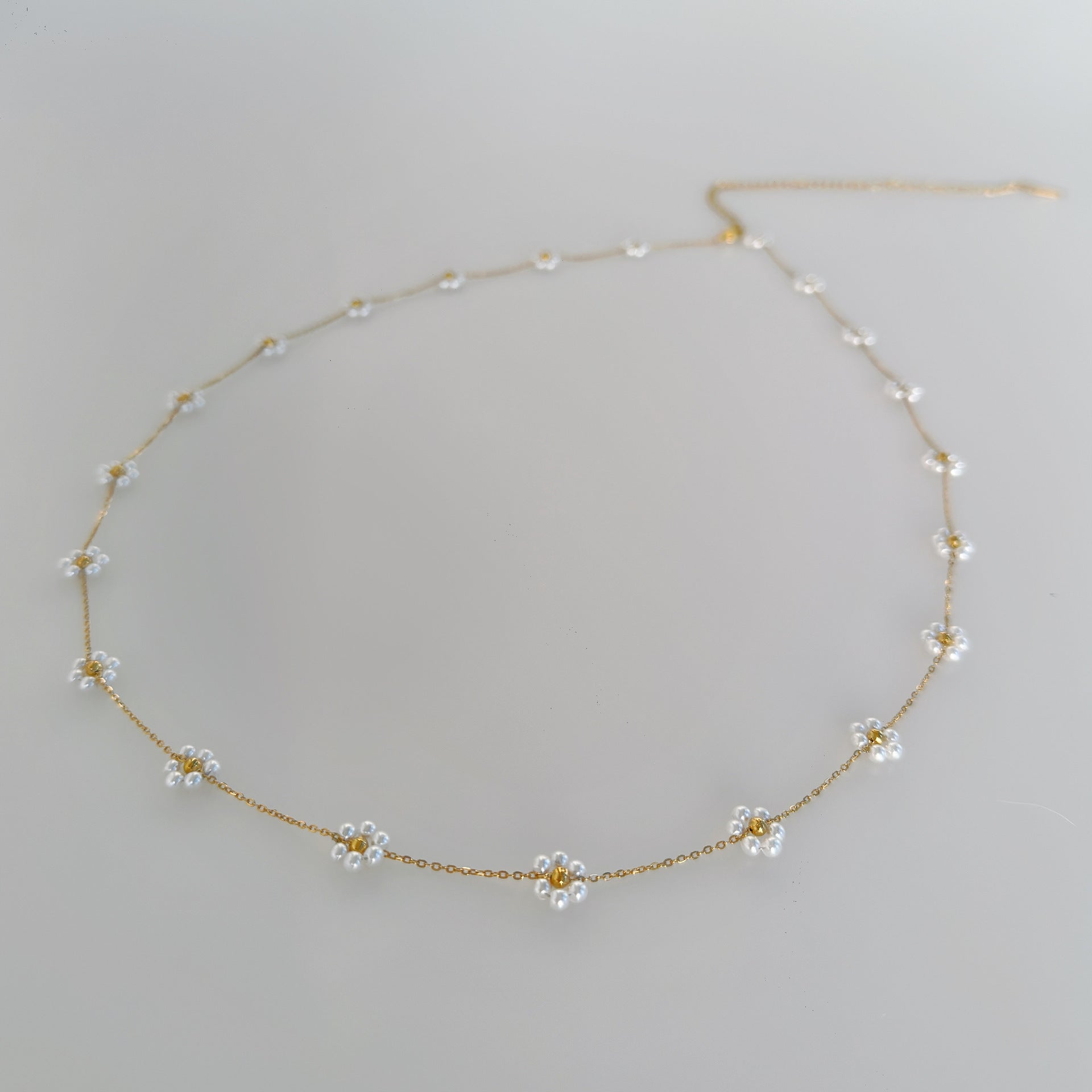 Summer pearl flower necklace fashion titanium steel necklace waist chain anklet set gold-plated titanium steel