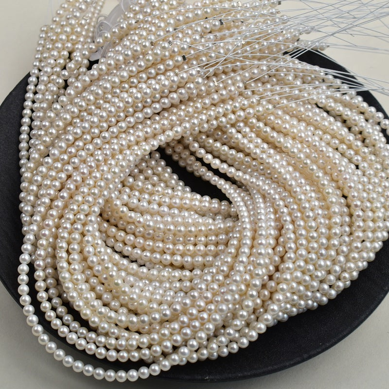 4-5Mm natural freshwater nearly round pearl necklace work in progress handmade DIY loose beads beaded jewelry accessories small pearls