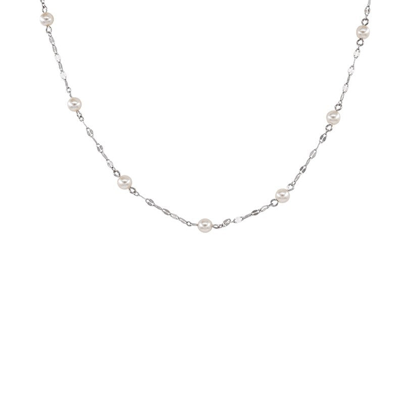 [Special Offer Products] Light Luxury Niche Sweater Chain Gypsy Sterling Silver ins Pearl Necklace Women's Design Fashion Collarbone Chain