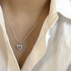 [Special Offer Products] Niche Simple Style Plain Silver Pearl Sapphire Necklace Women's ins Versatile Collarbone Chain Premium Jewelry
