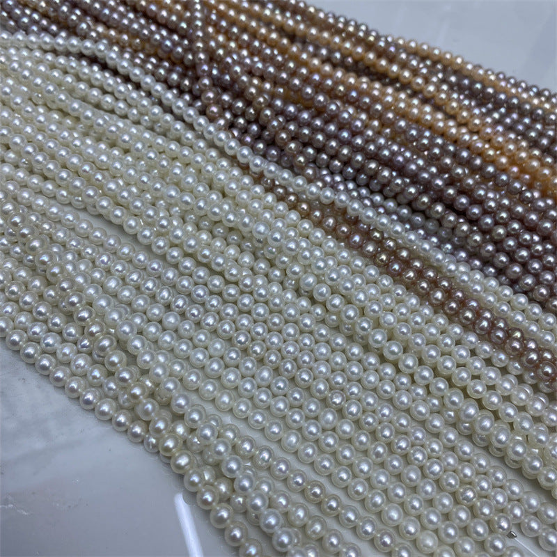 Natural Pearl 4-5MM Seedless Near Round Pearl Freshwater Pearl Loose Bead Necklace work in progress Small Pearl Bare Bead