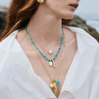Summer Beach Series Small Fish Pearl Pendant Necklace Earrings Ocean Natural Pearl Baroque Collarbone Chain