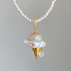 European and American fashion pearl chain ice cream necklace women's light luxury niche design sense collarbone chain jewelry