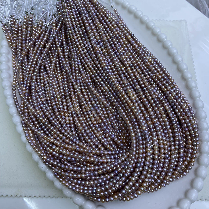 3-4Mm nuclear-free natural freshwater real pearl mixed color small pearl jewelry accessories candy color necklace material