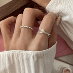 [Special Offer Products] Niche Design Pearl 925 Sterling Silver Fine Ring High Sense Hollow Light Luxury Personality Index Finger Ring Adjustable